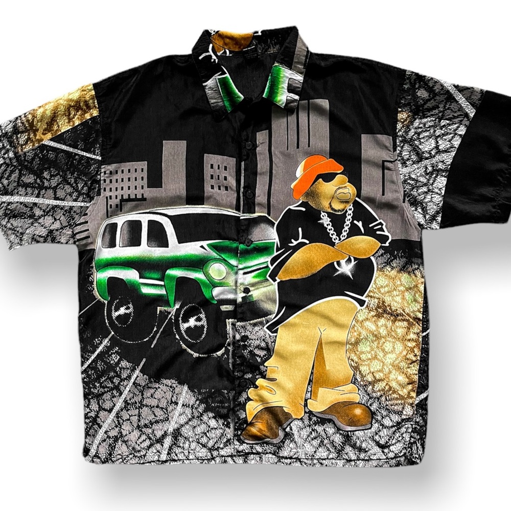 X-Large Vintage 90s Claudio Nucci Gangster Graphic Button Up Shirt